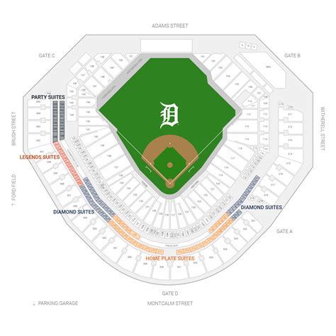 Row Seat Number Comerica Park Seating Chart