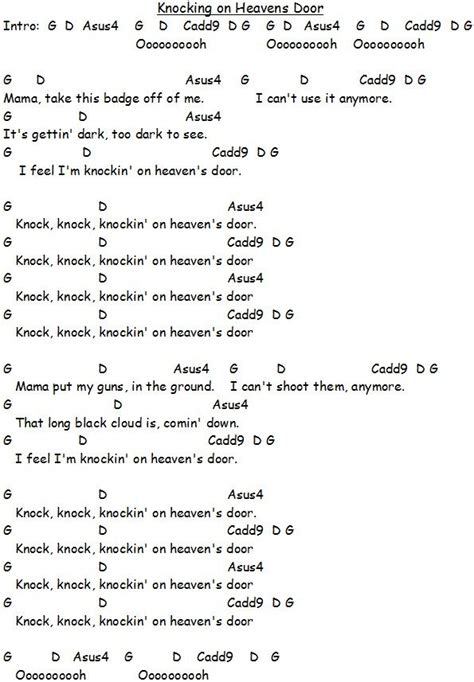 Knocking on heaven's door | Lyrics and chords, Knock knock, Bass guitar