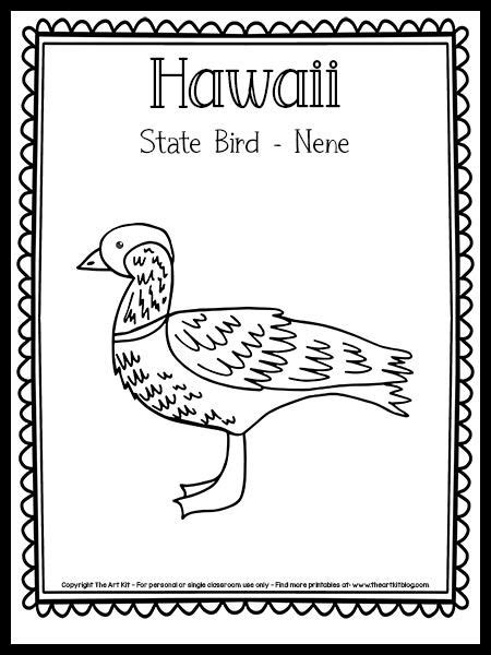 Hawaii State Bird Coloring Page The Nene Free Printable The Art