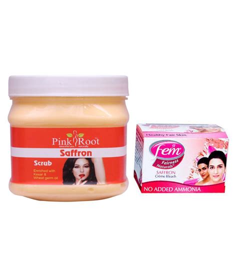 Pink Root Saffron Scrub 500gm With Fem Diamond Bleach Day Cream 50 Gm