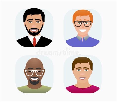 Characters Avatars Profile In Flat Cartoon Style Color Illustration