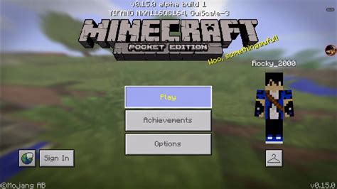 Minecraft Pe Pocket Edition 0150 Alpha Build 1 Main Screen Look