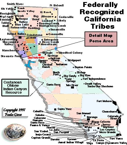 Native American Tribes In California Map Map