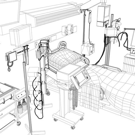 3d model hospital ward bed vr ar low poly cgtrader