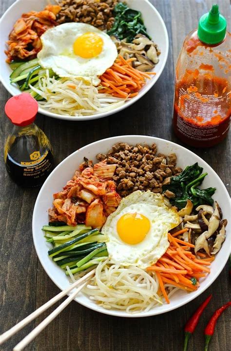 Put the mince in a hot frying pan along with a dash of olive oil, thyme leaves and seasoning. This 30 Minute Korean Bibimbap Recipe is a mix of sesame fried vegetables, minced beef & kimchi ...