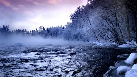 Winter River Mist Scenery Hd Desktop Wallpaper Preview
