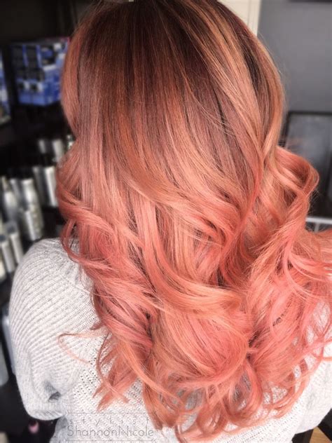 Pretty In Peach Peach Pink Balayage Haircolor Coral Hair Color