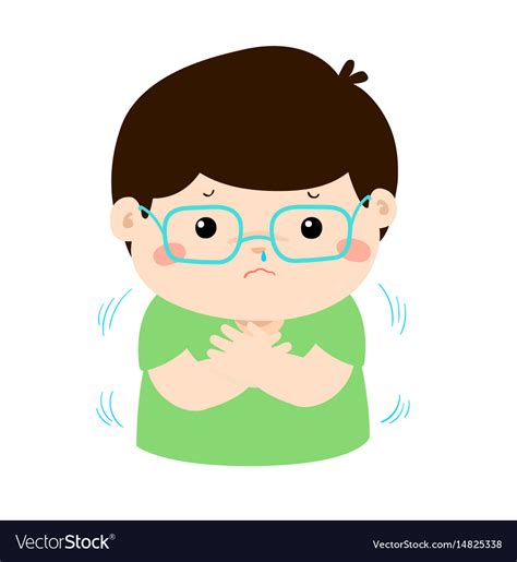 Little Boy With A Cold Shivering Cartoon Vector Image