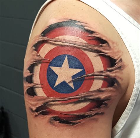Captain America Shield Tattoo Headless Hands Custom Tattoos