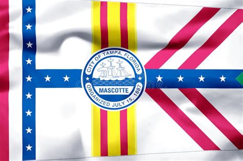 Tampa Florida Colorful Waving And Closeup Flag Illustration Stock