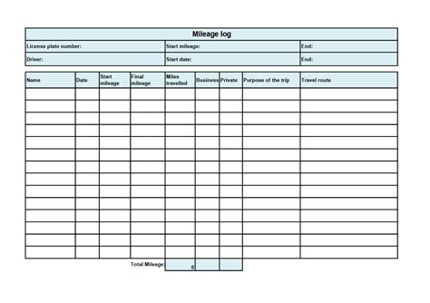 Free Mileage Log Template Download IONOS