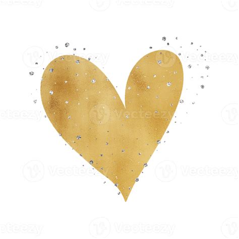 Gold Heart With Silver Glitter 15241417 Png