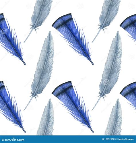 Watercolor Fashion Seamless Pattern With Feathers Fabric Background