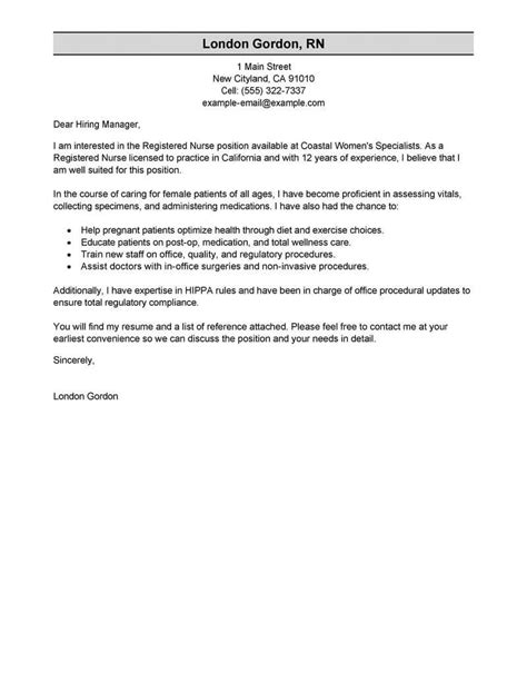 Professional Registered Nurse Cover Letter Examples