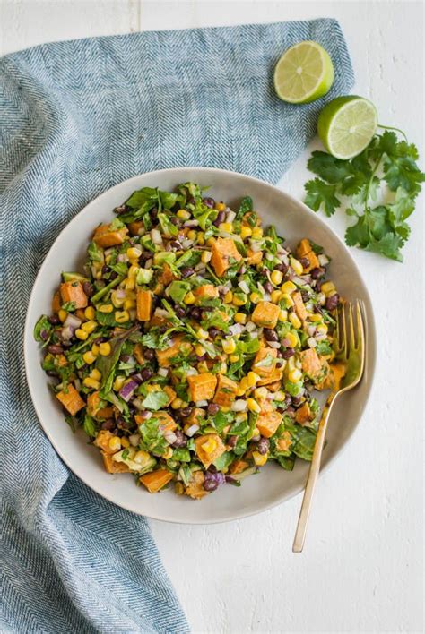 Meanwhile, to make a dressing, whisk together remaining 2 tablespoon oil, garlic, lime juice and cumin. Southwest Sweet Potato Chopped Salad is made with roasted ...