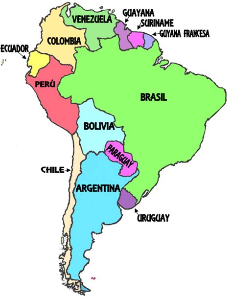 The Latin America Map With All Its Major Cities And Their Respective