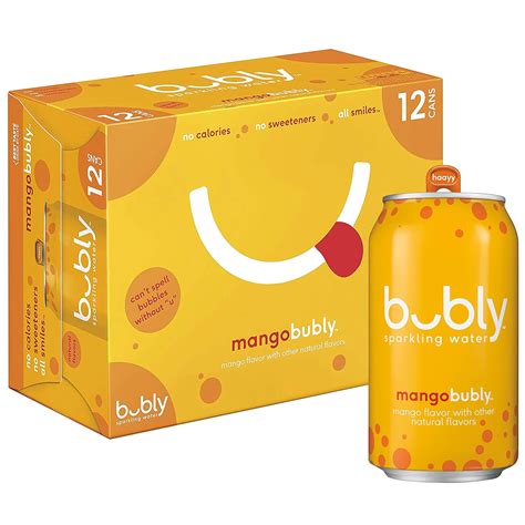 Bubly Sparkling Water Mango 12 Fl Oz Cans 12 Pack