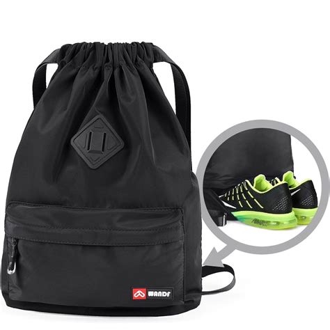 Wandf Drawstring Backpack String Sackpack Cinch Water Resistant Nylon