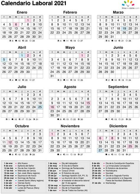 Calendario laboral oficial 2021, publicado en el boe. Calendario Laboral Año 2021 España