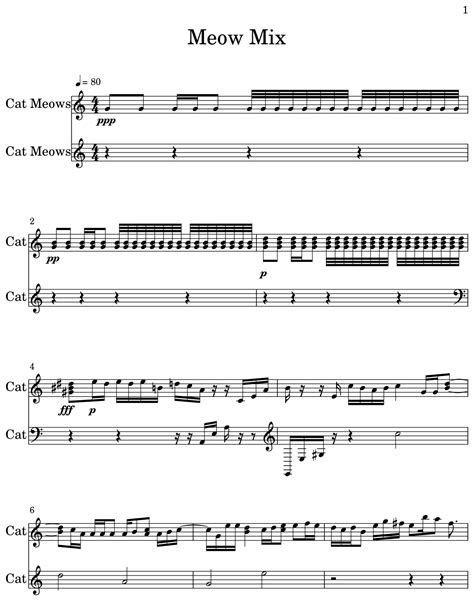 Meow Mix Sheet Music For Cat Meows