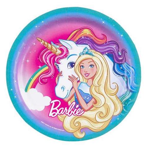 Talerzyki Barbie Dreamtopia 23 Cm 8 Szt Urodziny Z Bohaterami