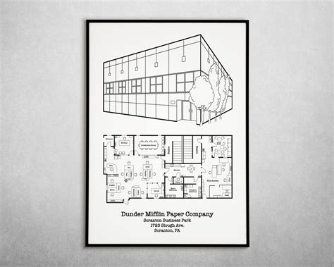 Dunder Mifflin Floor Plan The Office Print Pams Painting Of The Office