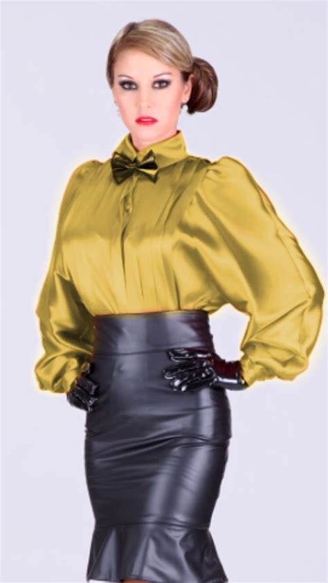 pin by bob bhowani on mañana beautiful blouses leather pencil skirt satin blouse