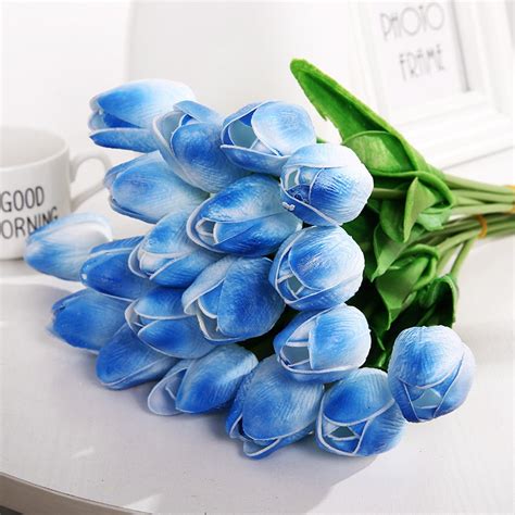 High Quality 1pcs Blue Real Touch Tulip Artificial Tulips For Home
