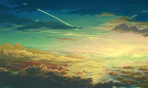 Clouds Anime Sky Artwork Sunset Wallpaper Resolution2000x1200 Id