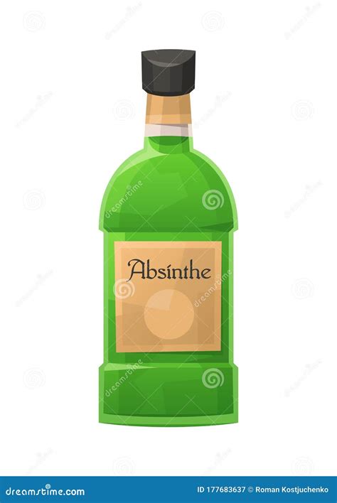 Glazen Flesje Van Absinthe Op Witte Achtergrond Vector Illustratie