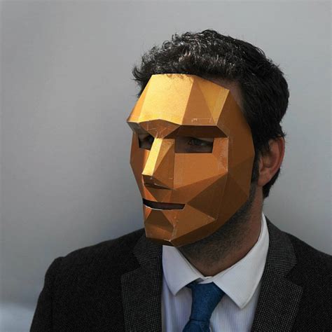 Polygon Human Face Mask 3d Papercraft Mask Template Low Poly Etsy