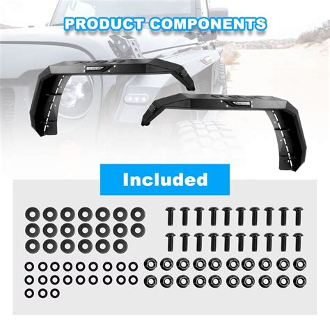 Steel Front Rear Fender Flares For 2007 2018 Jeep Wrangler Jk Jku Wled