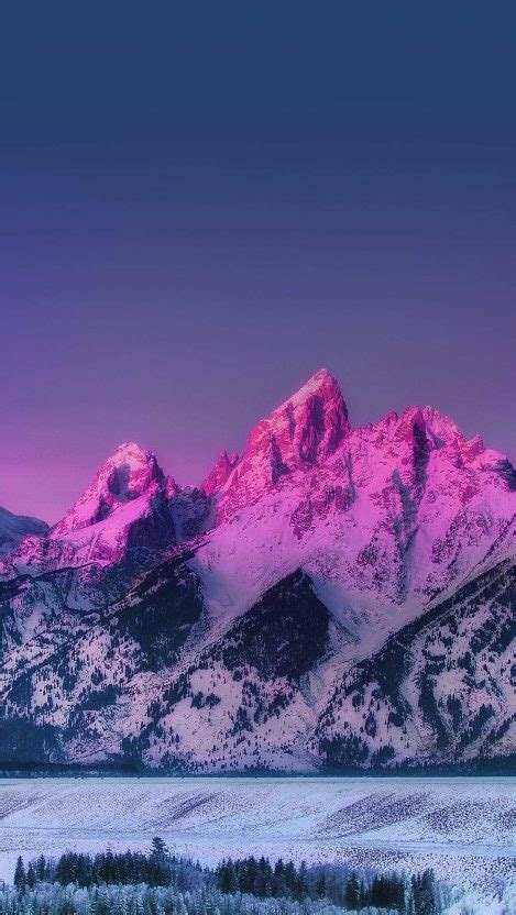 Pink Mountain Blue Sunset Nature Iphone Wallpaper Iphone Wallpapers
