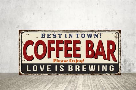 Coffee Sign Coffee Signs Vintage Style Coffee Sign Café Sign Etsy