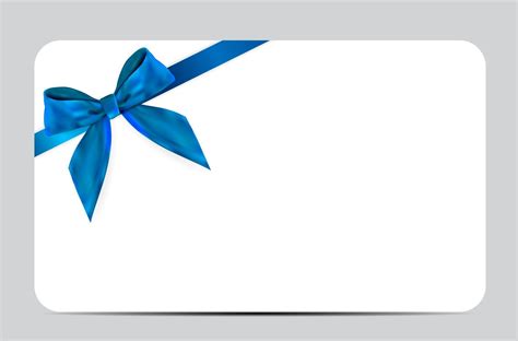 Blank T Card Template With Blue Bow And Ribbon Vector Illustration