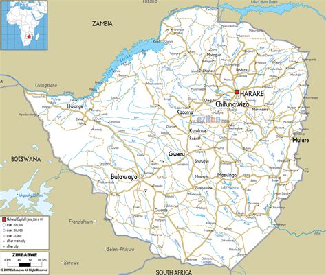 Physical map of zimbabwe showing major cities, terrain, national parks, rivers, and surrounding countries with international borders and outline maps. Detailed road map of Zimbabwe. Zimbabwe detailed road map | Vidiani.com | Maps of all countries ...