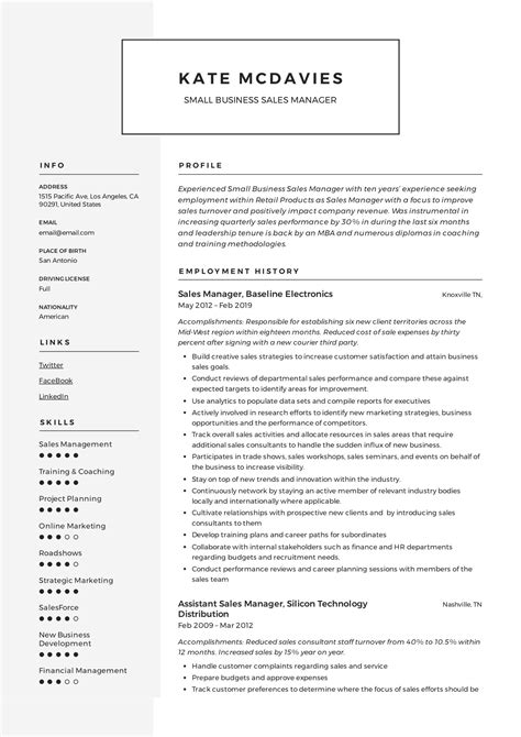 Remember, these are intended to serve only as examples. Guide: Small Business Sales Manager Resume x12 Sample ...