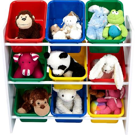 Mind Reader 3 Tier Toy Storage Organizer With 9 Plastic Bins 3toyg Wht