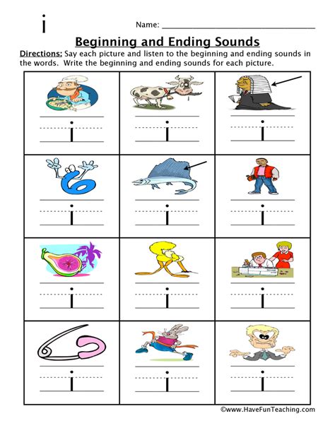 Short I Words Beginning And Ending Sounds Worksheet Have Fun Teaching