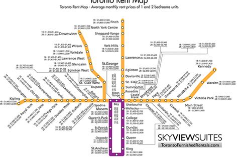 Map Charts Toronto Rent By Ttc Subway Stop