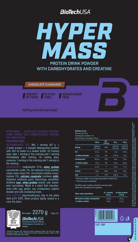 Biotech USA Πρωτεΐνη Αύξησης Βάρους Hyper Mass 5000 4000 gr