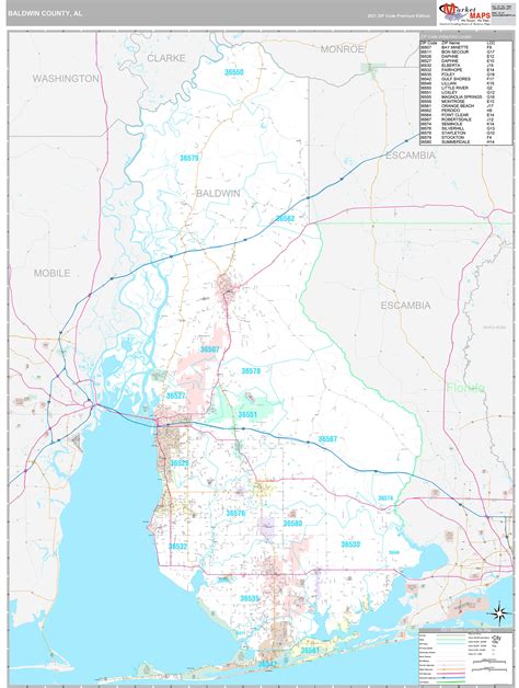 Baldwin County, AL Wall Map Premium Style by MarketMAPS - MapSales