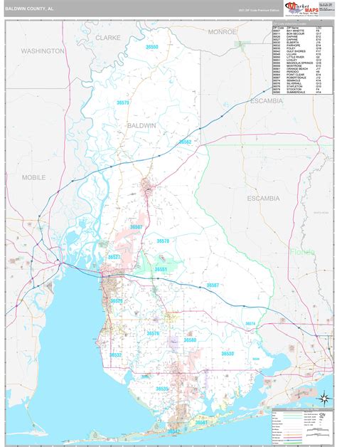 Baldwin County Al Wall Map Premium Style By Marketmaps Mapsales