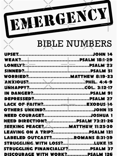 Emergency Bible Numbers Sticker By Jenielsondesign Redbubble