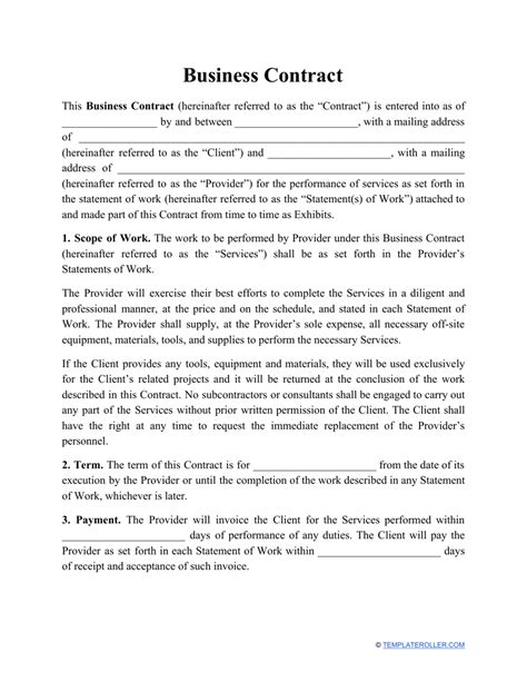 Business Contract Template Fill Out Sign Online And Download Pdf