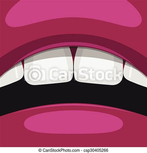 Open Mouth With White Teeth And Purple Lips Macro Beauty Illustration Canstock