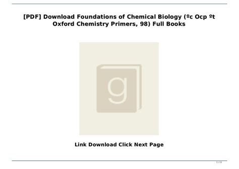 Pdf Download Foundations Of Chemical Biology ºc Ocp ºt Oxford Chem