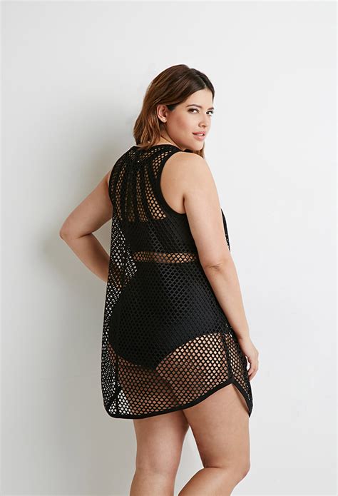Lyst Forever 21 Plus Size Mesh Cover Up Tank In Black