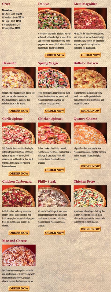 Vocelli Pizza Menu In Mt Airy Maryland Usa