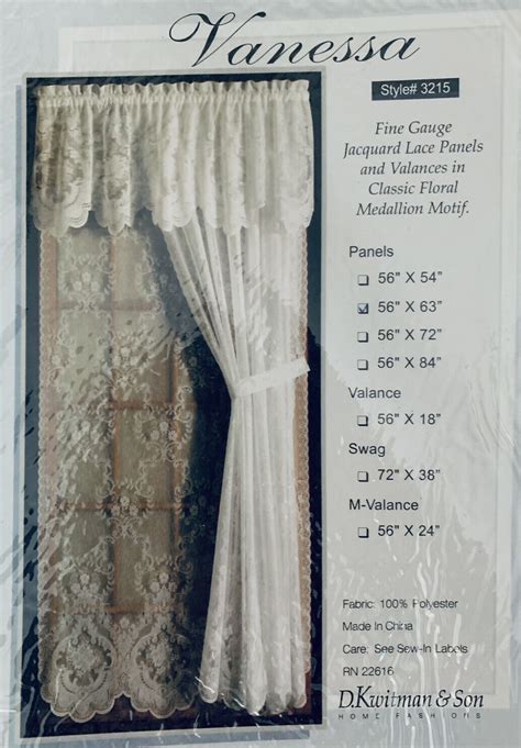 Vanessa Lace Curtain 56x63 Ebay